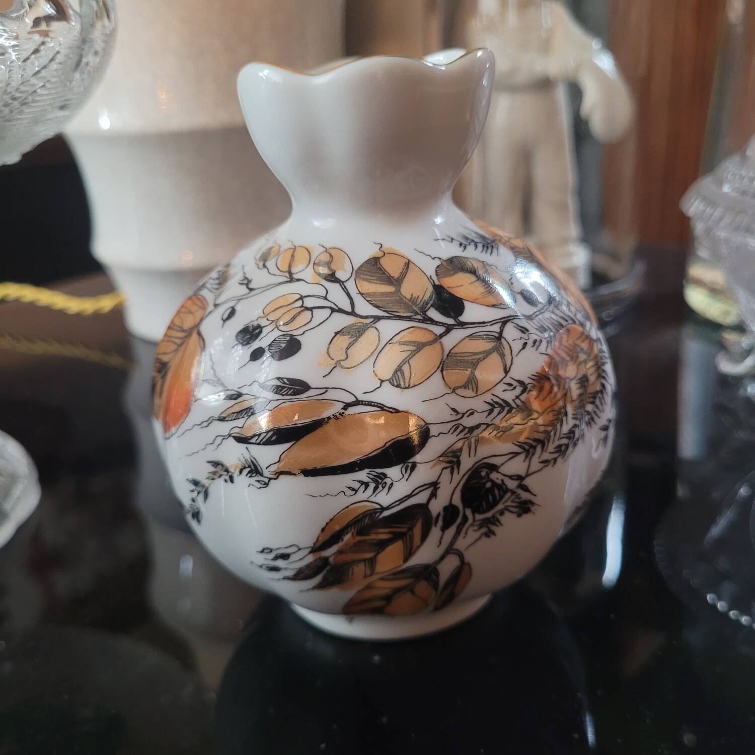 Vase en porcelaine Lomonossov dorée, Russie années 1950-70