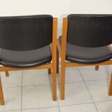 Pair of chairs 1950/60 leather and wood