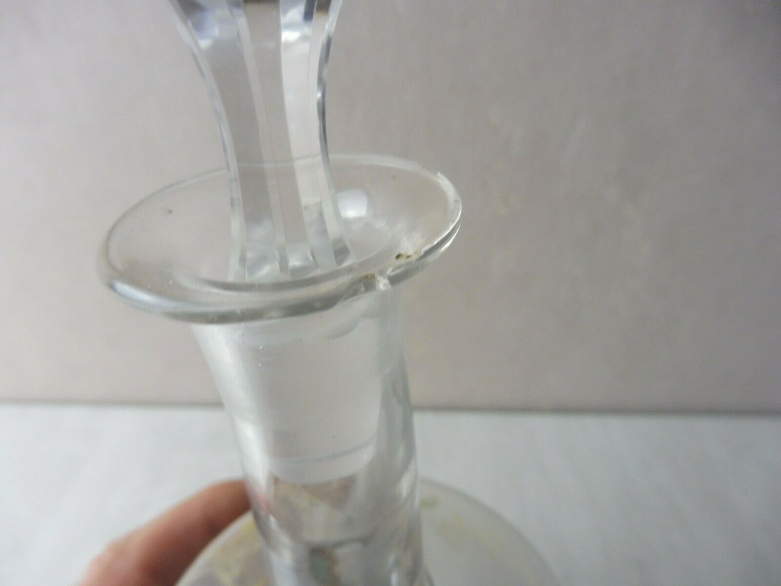 Old enamelled decanter, flower decoration, Legras