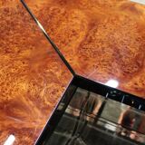 Coffee table, cocktail bar hidden in Elm Magnifier by Paul Michel, 1970 Roche Bobois