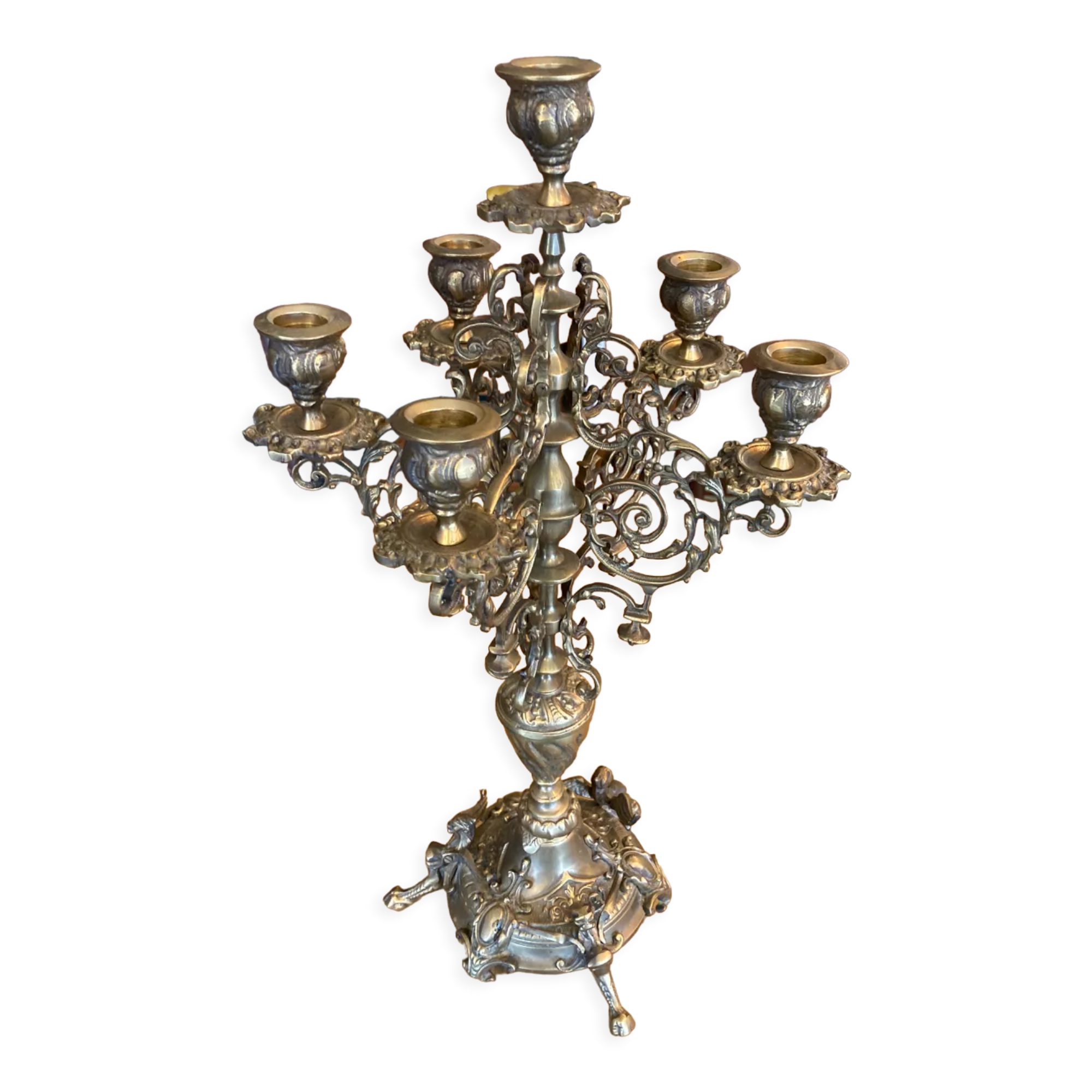 5-spoke bronze chandelier