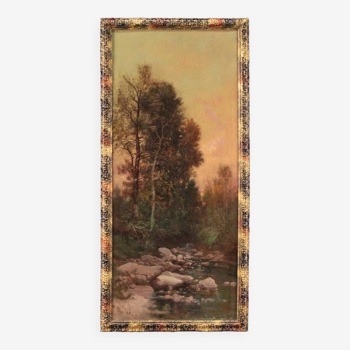 Tableau signé paysage huile sur toile du 19ème siècle