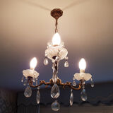 Lustre 3 branches avec pampilles en cristal