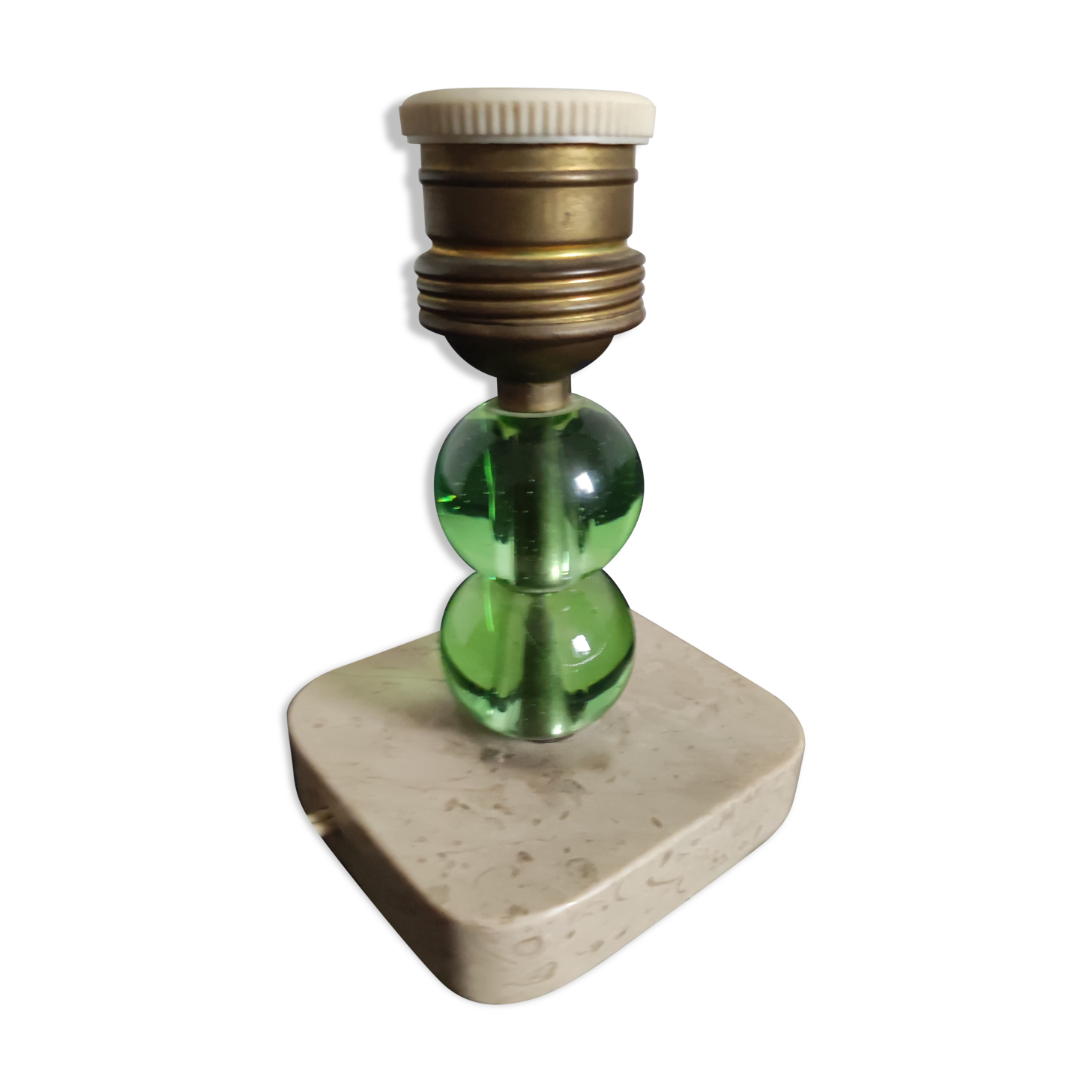 Pied de lampe moderniste style art déco socle marbre boules verre