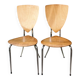 Set of two pairs of vintage 1970s chairs, in chrome metal and beech.