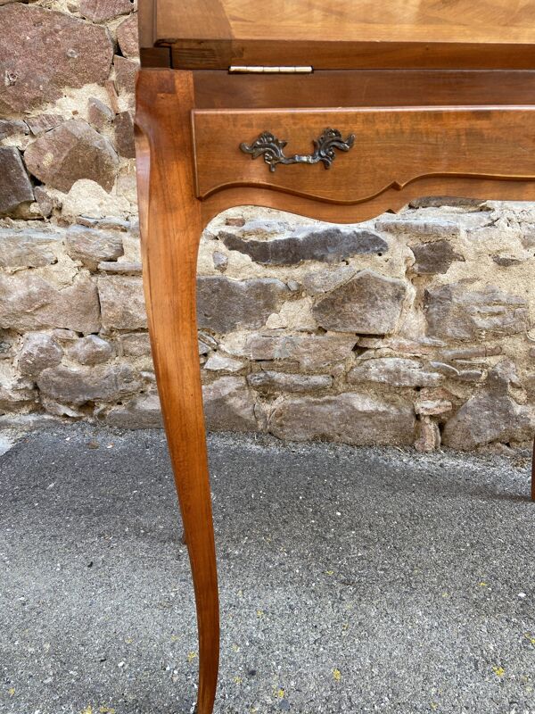 Bureau de pente scriban Dos d’Âne style Louis XV merisier 1970