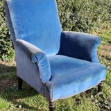 Armchair Napoleon III blue velvet