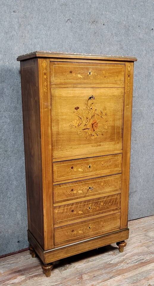 Napoleon III period secretary in precious wood marquetry circa 1850