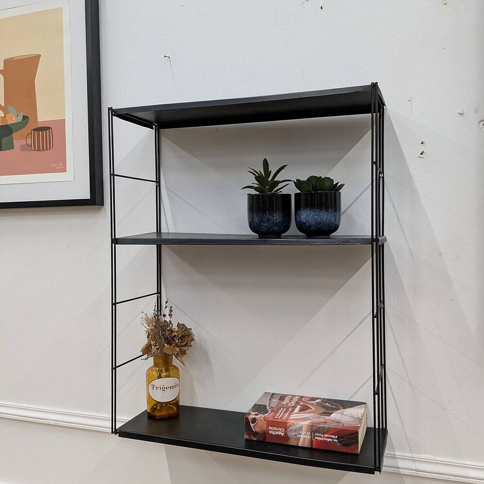 Vintage black metal shelf