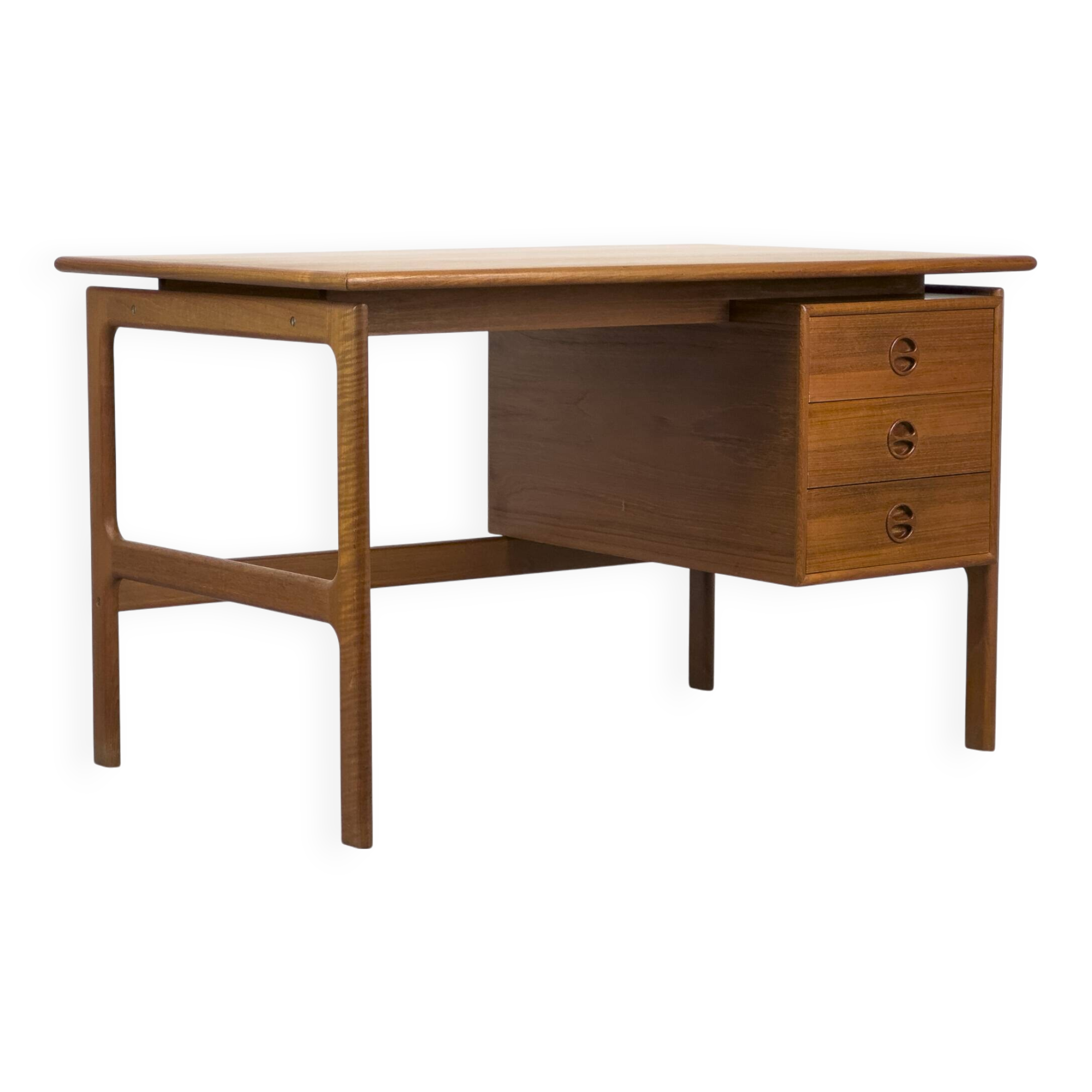 Bureau en teck 3 tiroirs de GV Møbler, années 1960