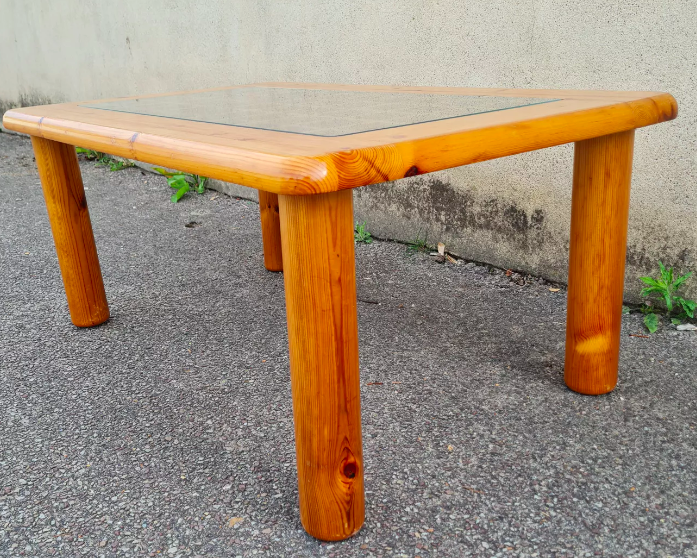 Italian pine and glass coffee table