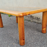 Italian pine and glass coffee table