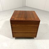 Salin Nyborg teak storage box side table on wheels, Denmark 1960’s