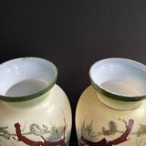 Pair of large hand-decorated opaline vases with marks on the heel – Napoleon III