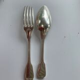 Series of 6 forks and old spoons, net model, alfenide art deco