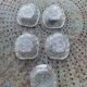 5 vintage transparent molded glass pineapple cups