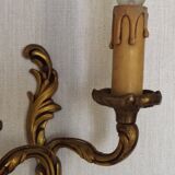 Vintage French Bronze Double Wall Sconces with Acanthus Leaf Detail 5706