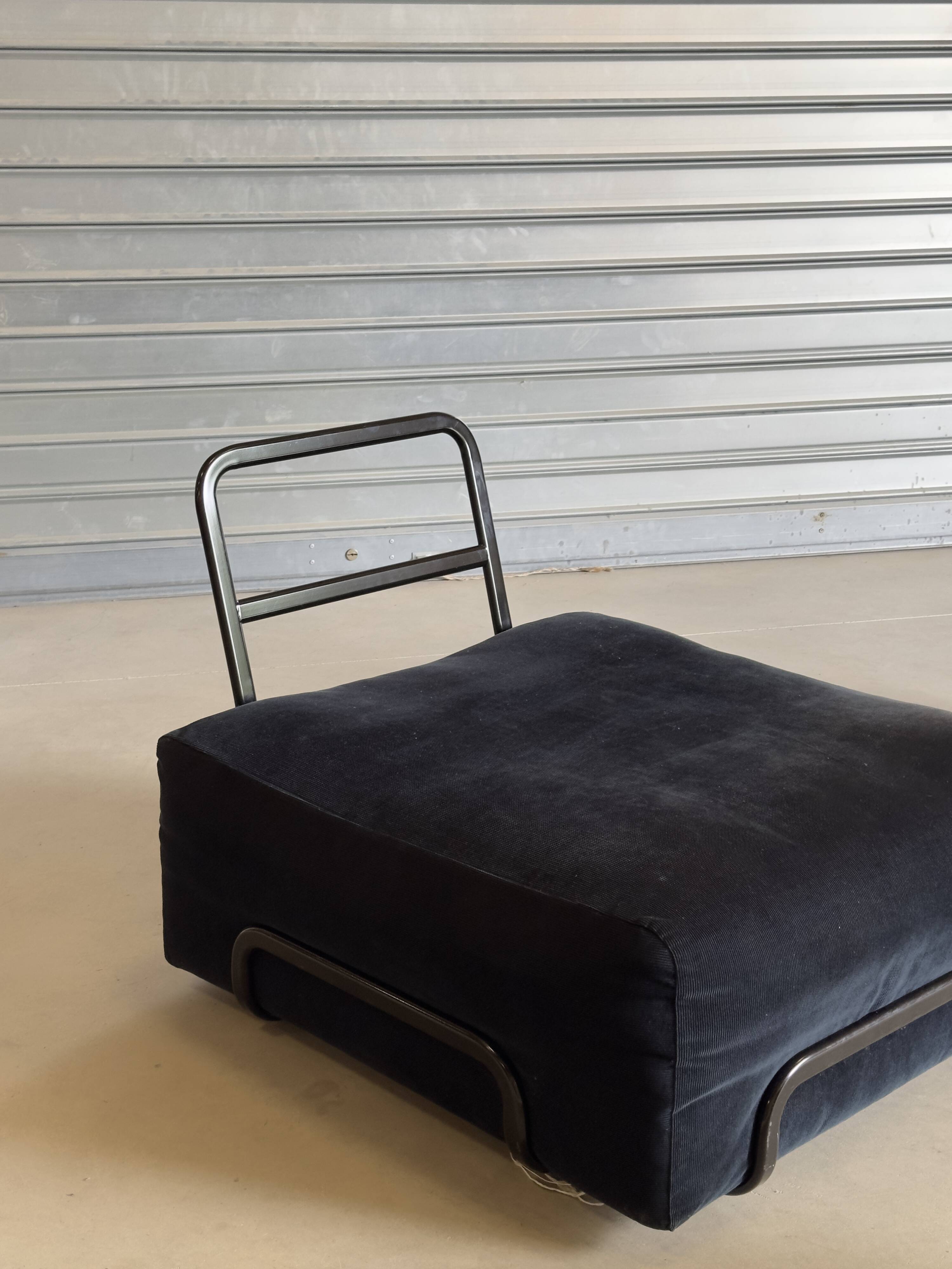 Canapé modulaire vintage en velours bleu nuit – 2 modules
