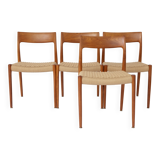 Set of 4 Niels Otto Moller Model 77 Chairs, 1950s – Teak Wood, Renewed Seat