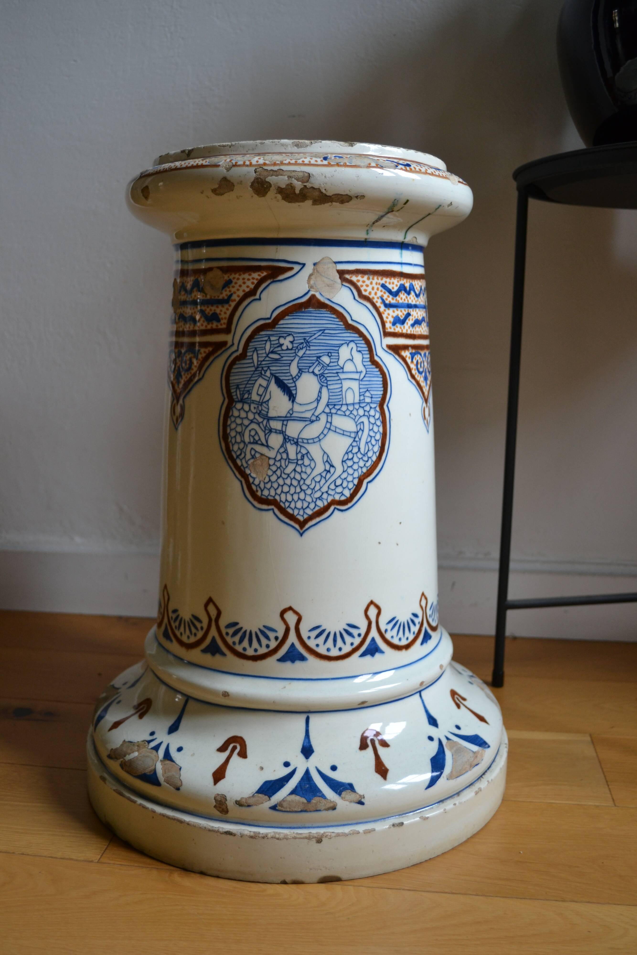 Qajar Persian Ceramic Ottoman Stool 19th Century