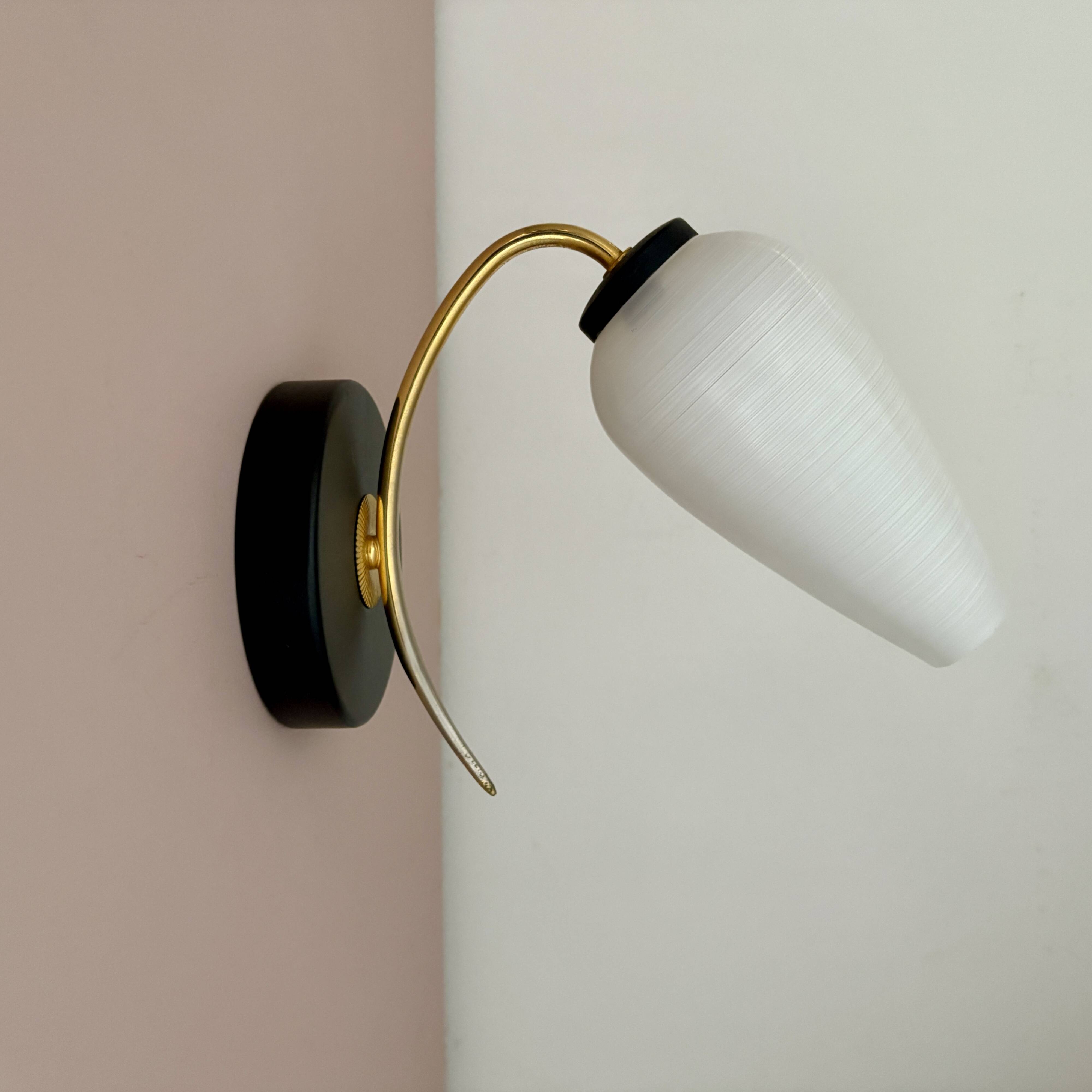 Vintage globe wall lamp in white opaline