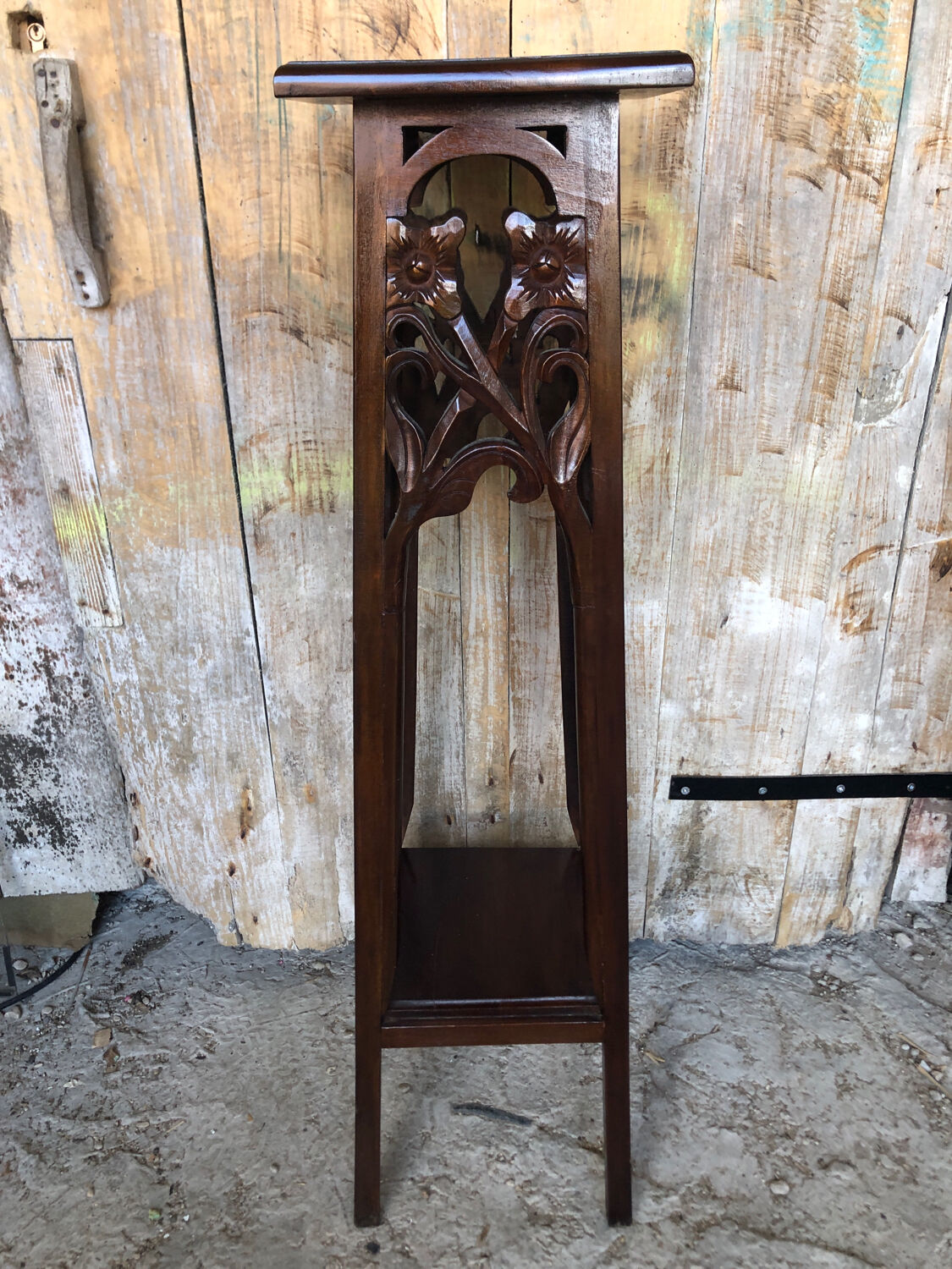 High table silver mahogany carved vintage