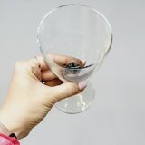 8 Bormioli Rocco Vintage Crystal Water Glasses with Grooved Grey Base