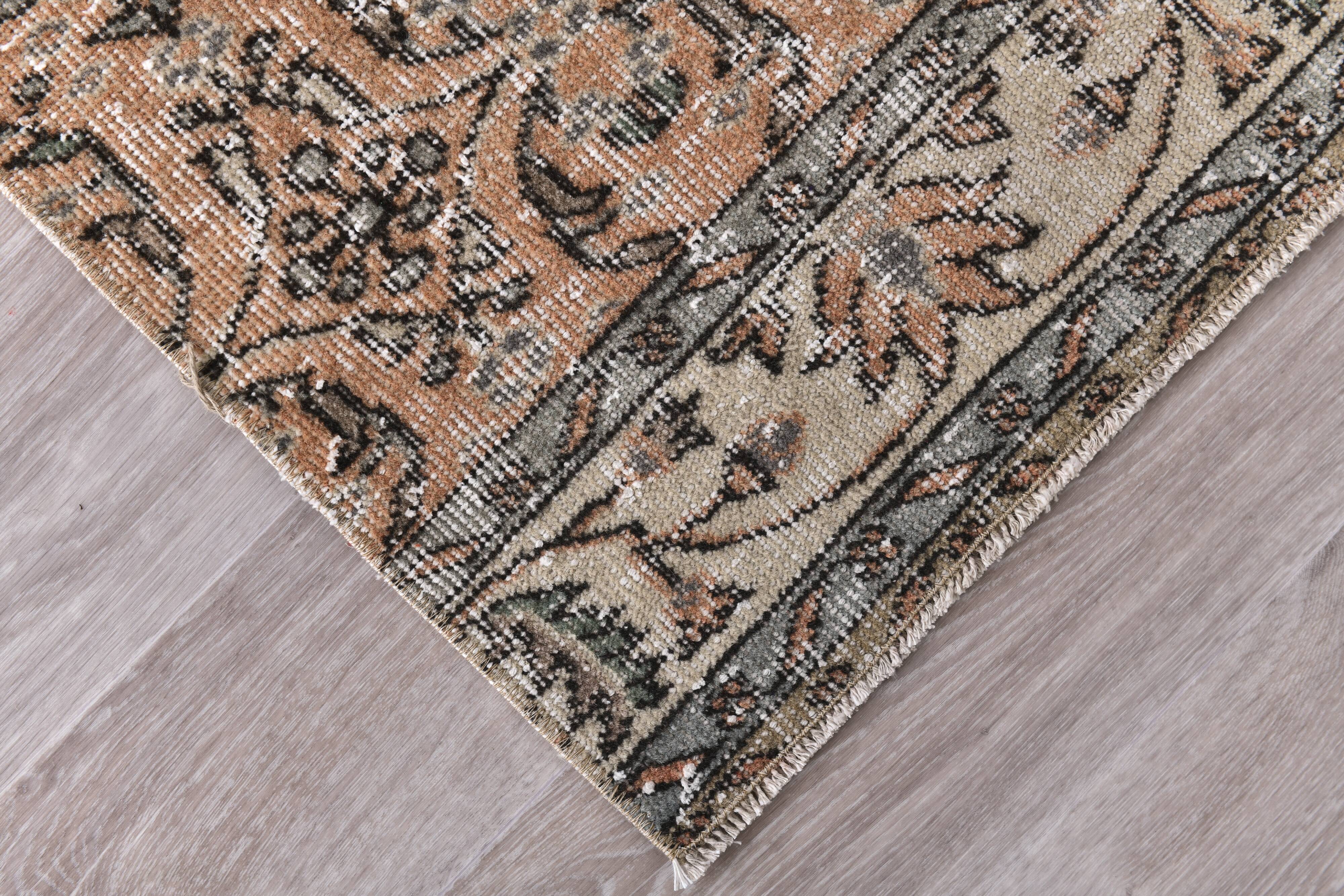 Brunt Orange & Beige Vintage Runner Rug 80x268Cm SK 240825