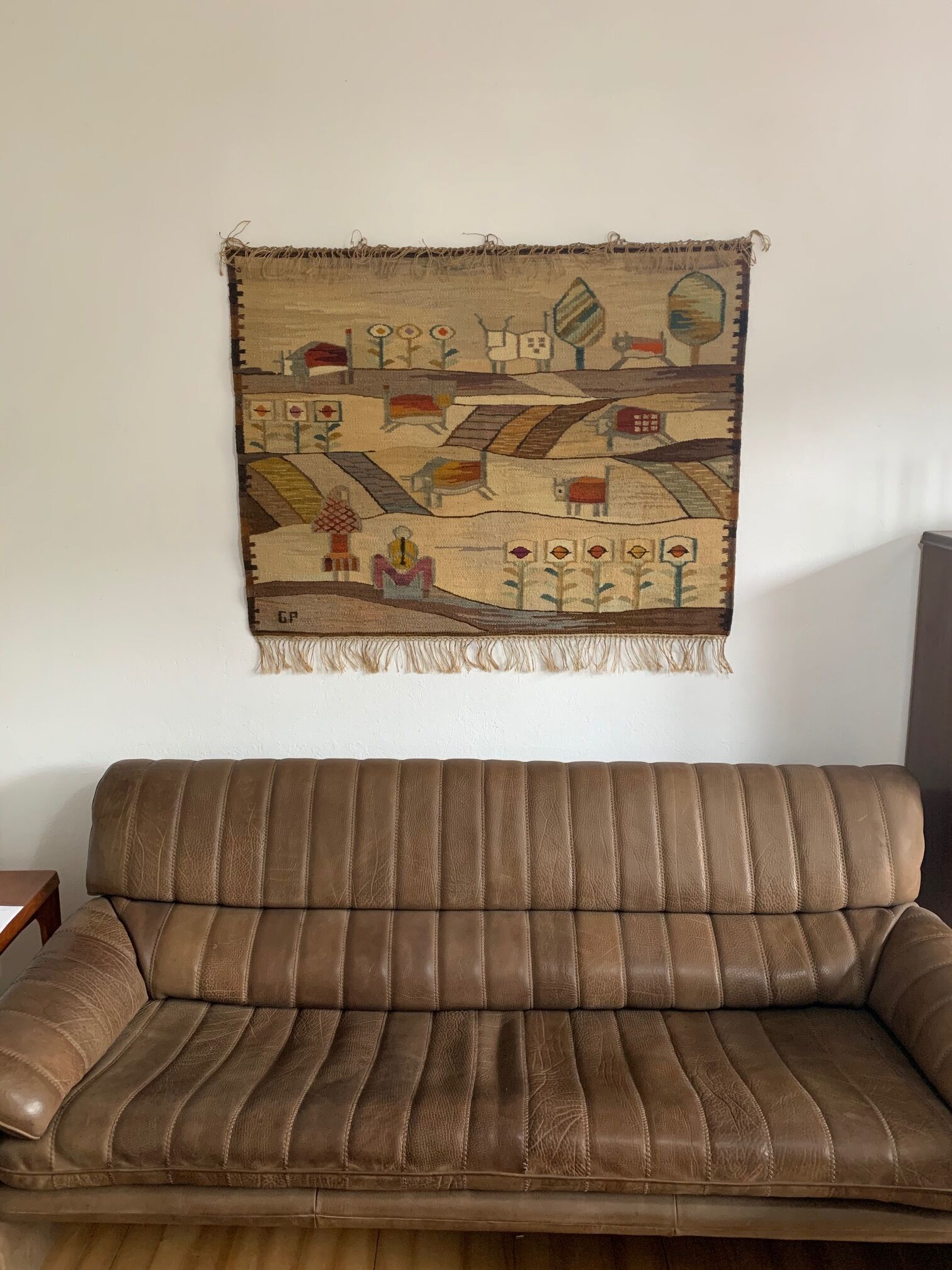 Tapestry "Buffalo" designed by Piotr Grabowski Cepelia 1978