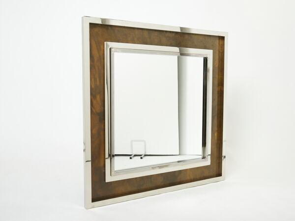 Miroir chrome métal cuivré Industriel par Belgo Chrome 1970 130x130cm