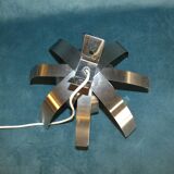 Wall lamp vintage flower stainless steel brushed ed. oxam jacqueline trocmé circa 1970