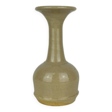 Beige ceramic vase, flared neck, vintage