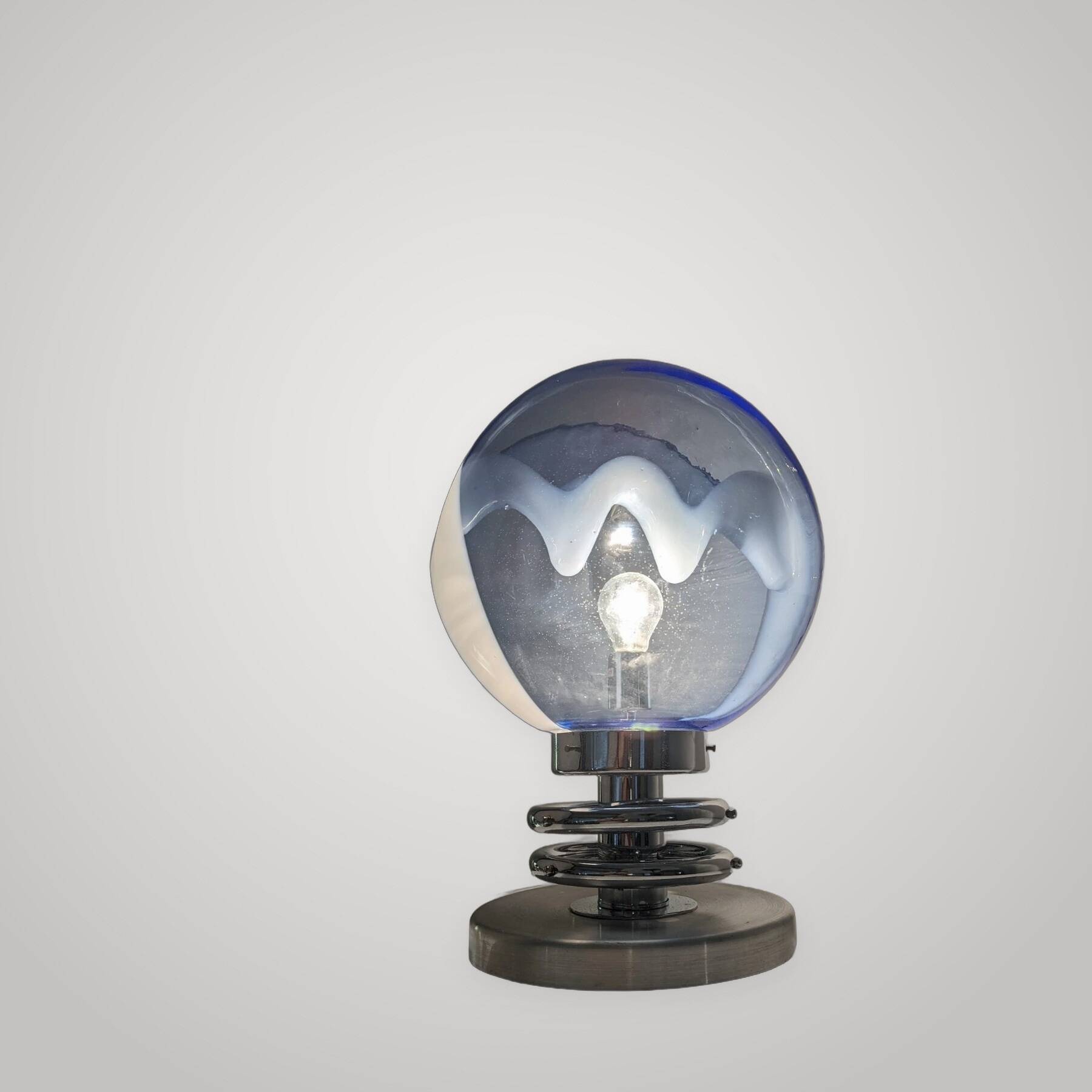"Membrane" lamp by Toni Zuccheri in blue glass and chrome from Murano year