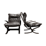 Duo of "Scandinavian design" leather armchairs 1950.