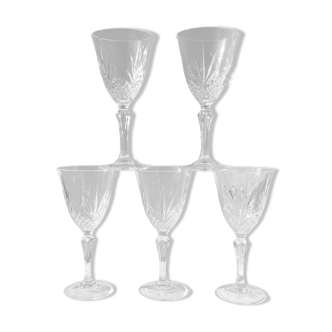 Set of 5 red wine glasses crystal d'Arques model Masquerade
