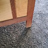 Chest of drawers of the 50s in oak compass feet 4 drawers