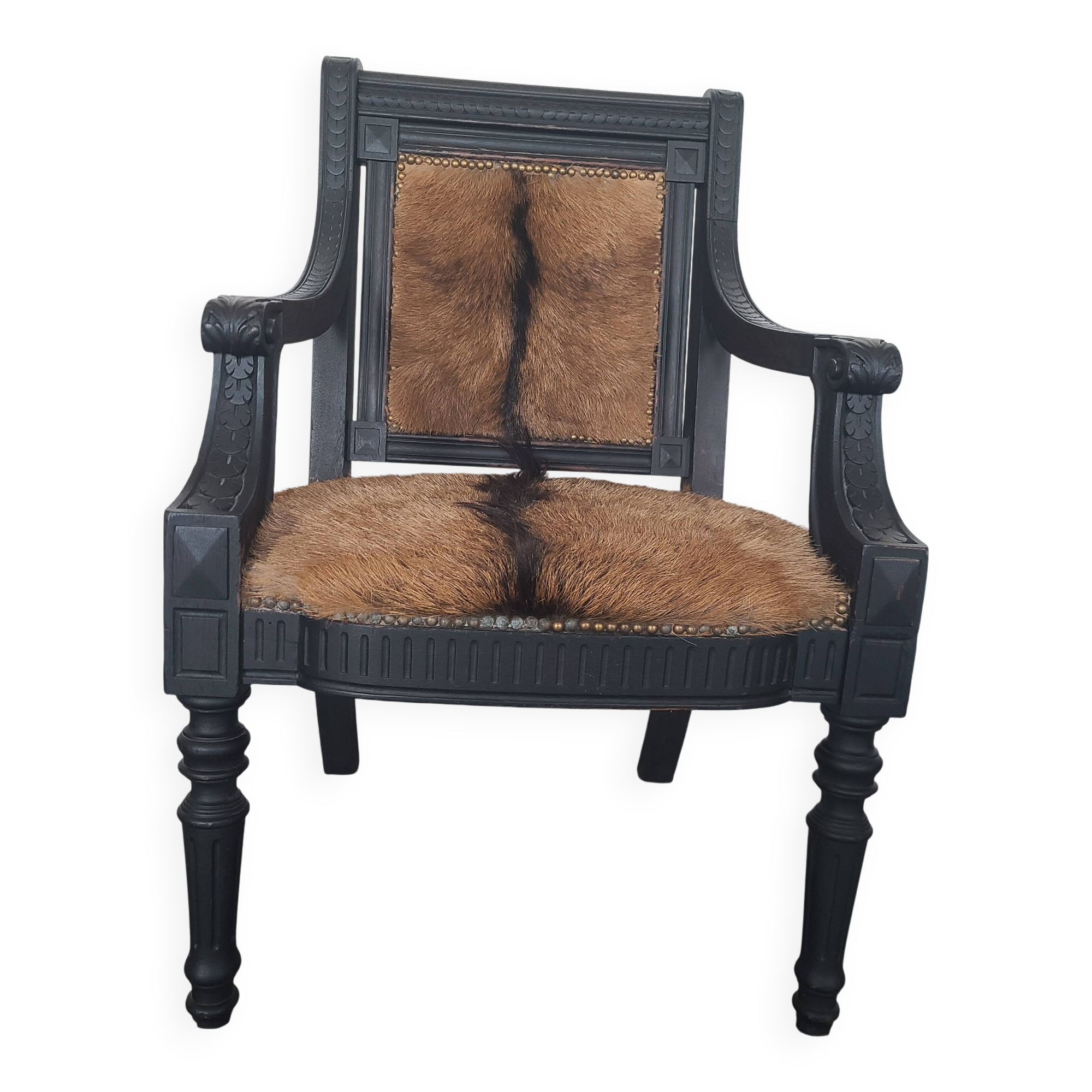 Louis XVI style Jacob armchair in genuine goatskin