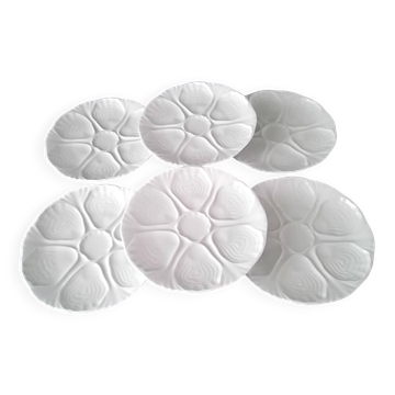 6 oyster plates in Limoges porcelain