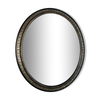 Old oval mirror Napoleon III gold/black 53x45 cm