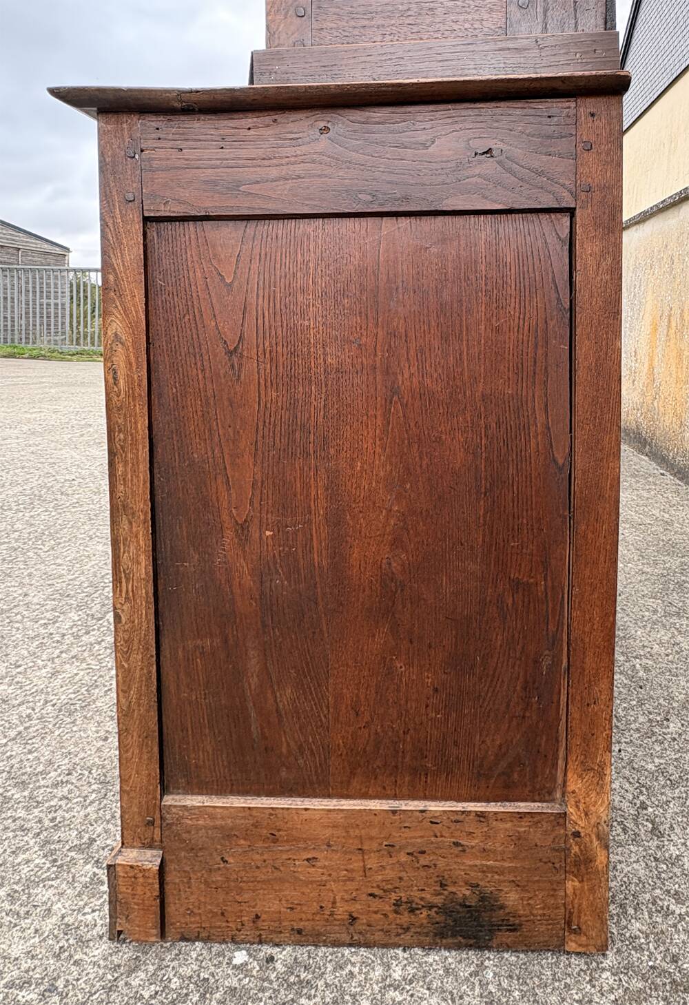 Two-body oak sideboard, circa 1890 — antique glasses and assembly