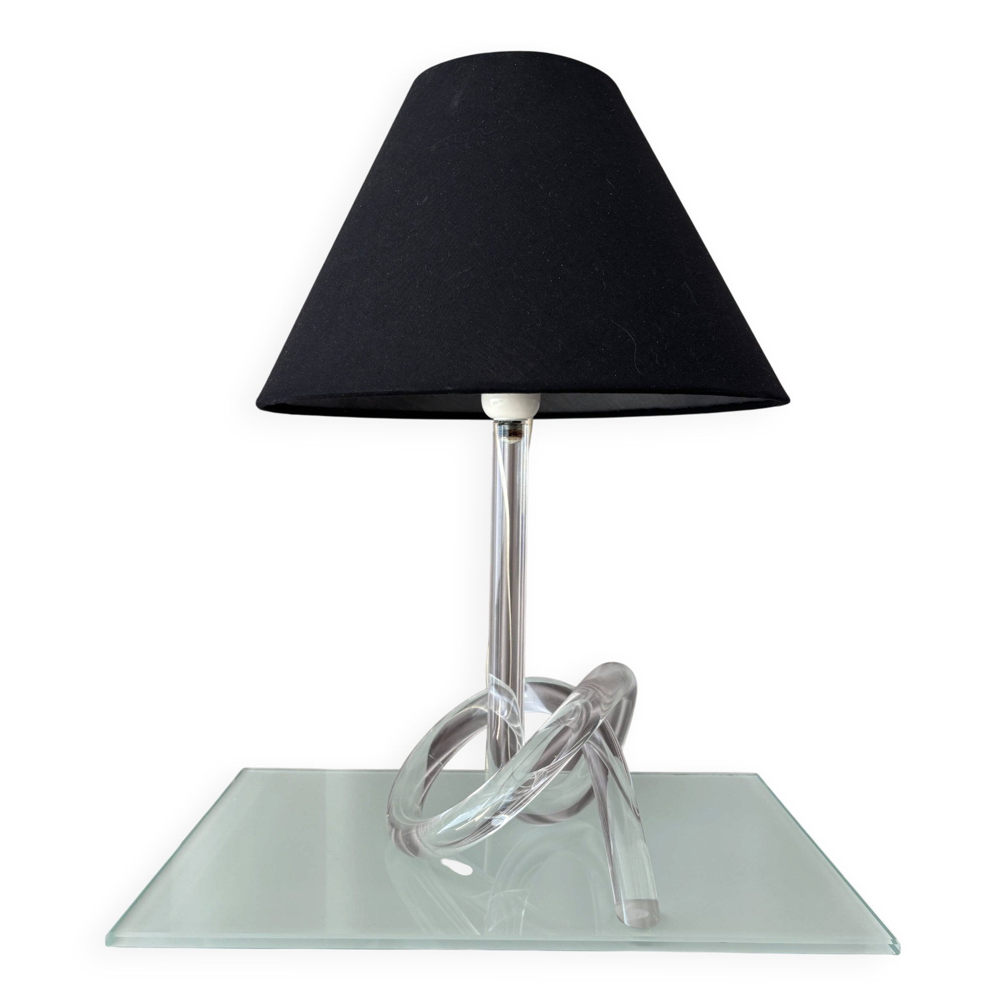 1970s Lucite Knot Table Lamp Attributed to Elaine Bscheider for Dorothy Tho