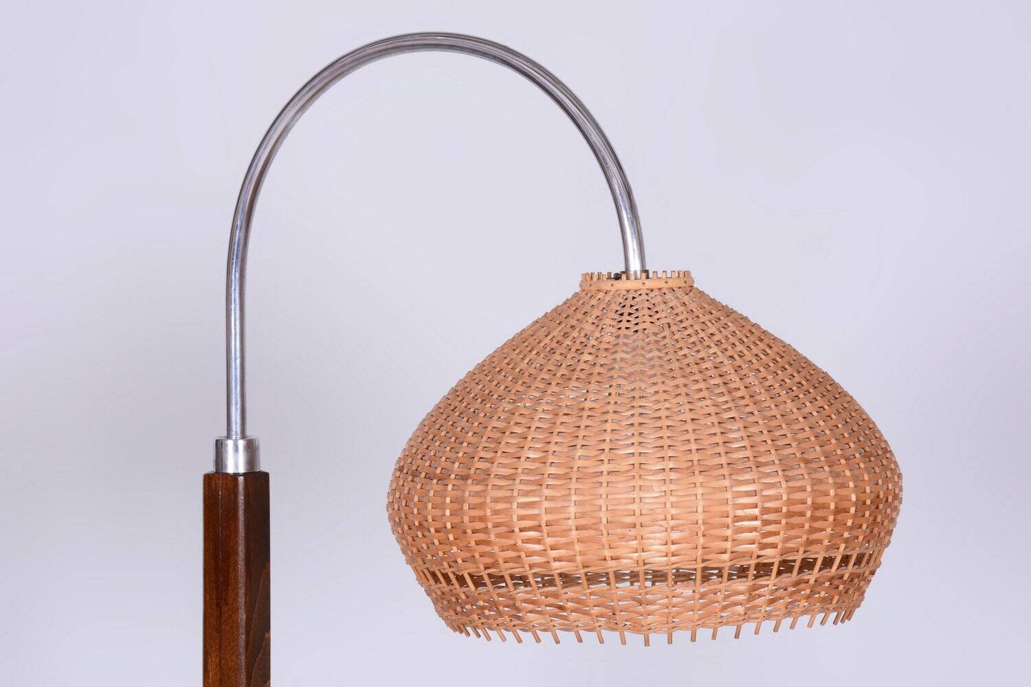Art Deco Walnut Floor Lamp attributed to J. Halabala for Up Závody, Czech, 1930s