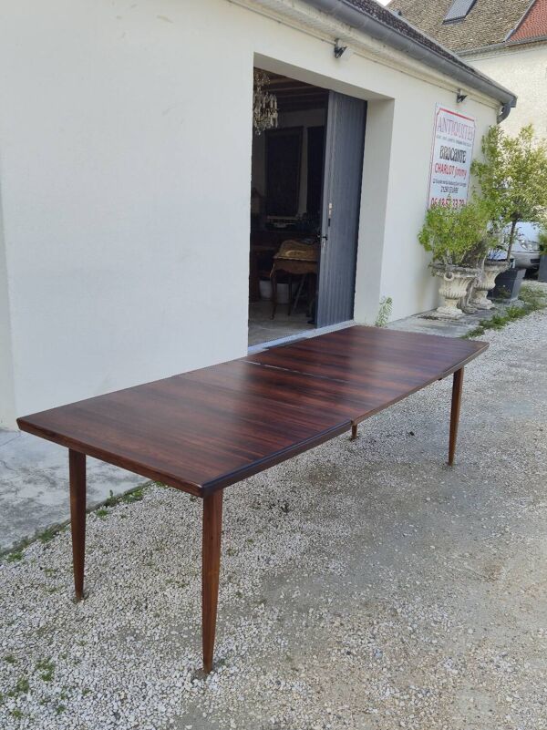 Table scandinave en palissandre de Rio à rallonges 1960s