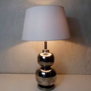 Vintage Space Age lamp with silver chrome metal ball base and DRIMMER H lampshade