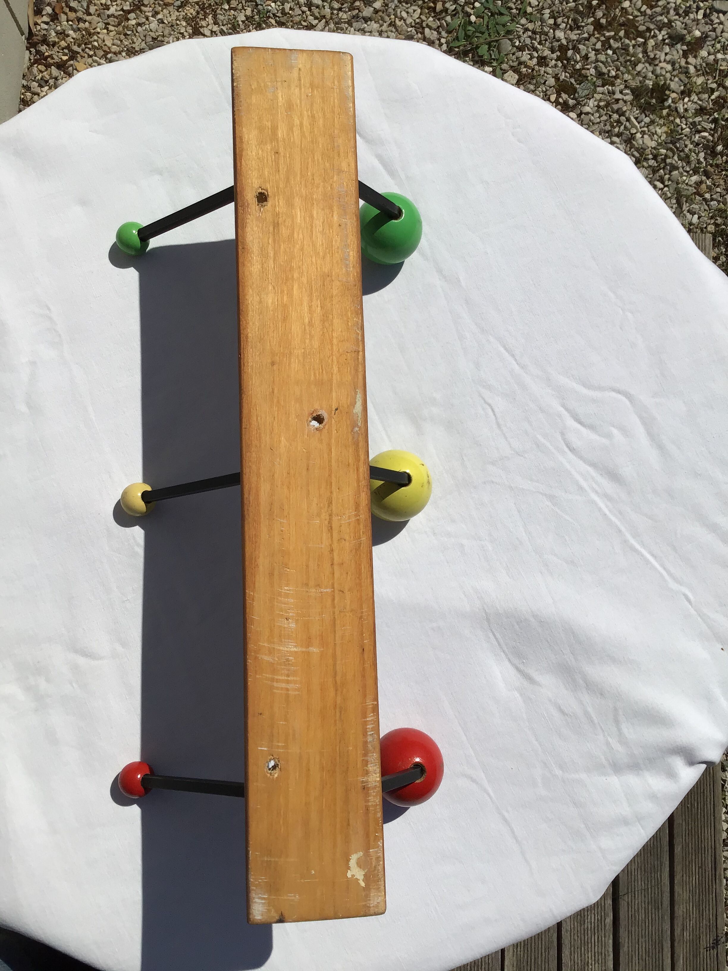 Black metal coat holder 6 colored wood balls