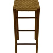 Tabouret vintage années 60 en chêne avec assise tressée