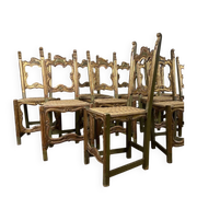 Set of 12 carved wooden chairs, Italy