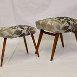 Duo of stools in 50s beech fully restored