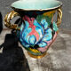 Vintage vase with floral decoration, Vallauris ceramic, 21 cm high