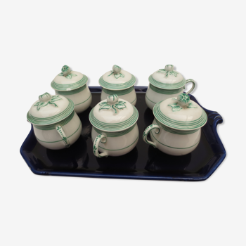 cream set (series of 6 very old cream pots in white porcelain)